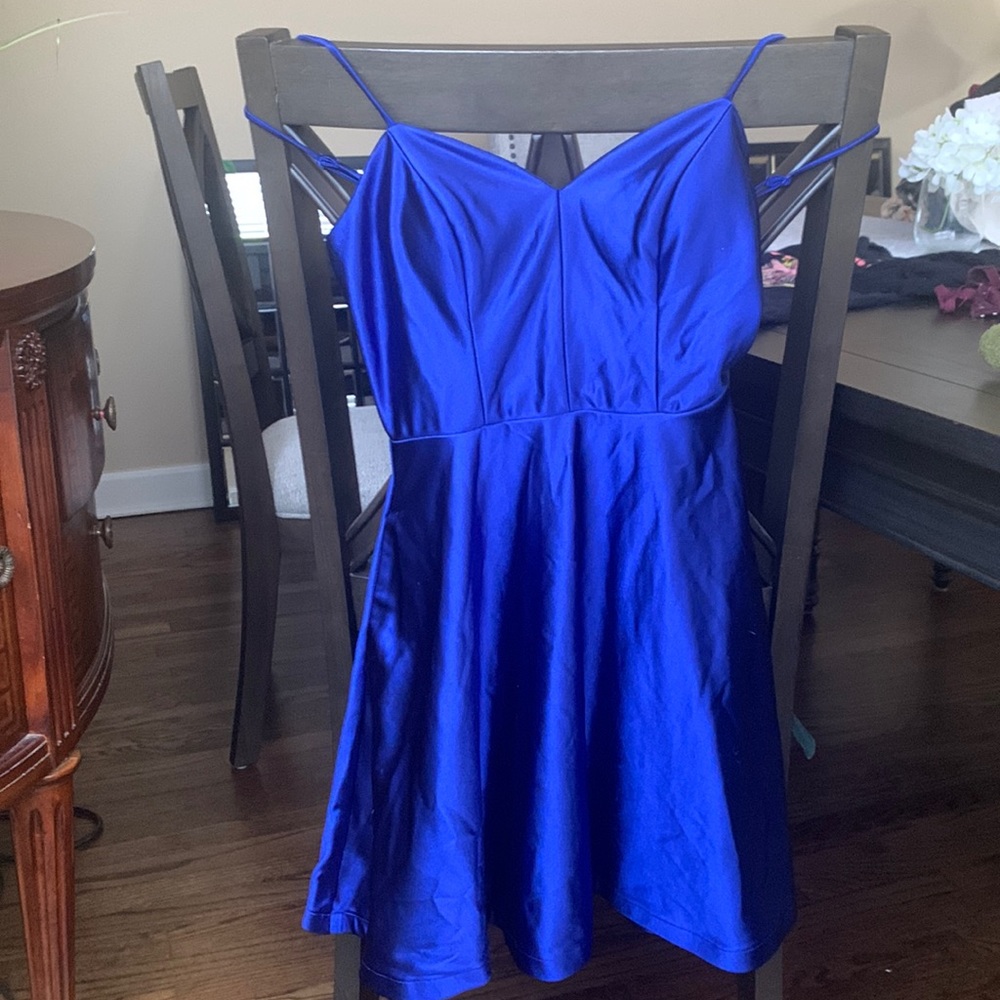 Royal Blue / Navy Blue Silky Satin party Mini Dress